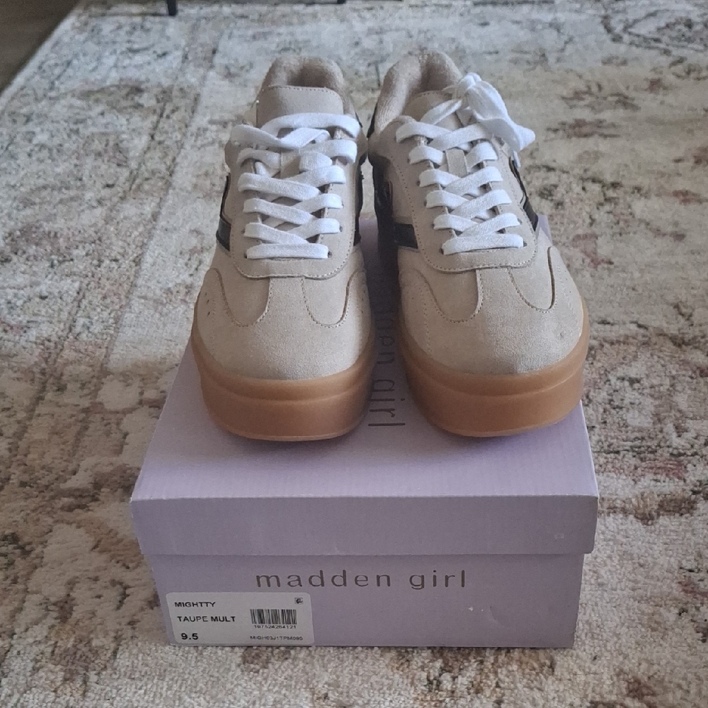 Madden Girl Taupe Sneakers with White Laces